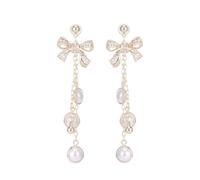 JINSHENGXINA Orecchini di Perle con Nappe di Diamanti Cavi