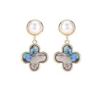 JINSHENGXINA Orecchini di Perle E Trifoglio di Abalone