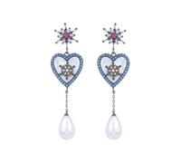 JINSHENGXINA Orecchini Pendenti con Perle A Forma di Cuore in Madreperla con Nappa(K_OneSize)