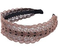 Jinshining Cerchietti per capelli color caffè, con foglie in pizzo antiscivolo, fasce larghe per donne e madri, fascia elastica cava, accessori per capelli, fasce per capelli alla moda da donna