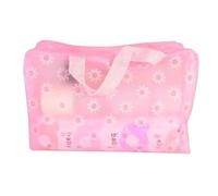 Jinshining Trousse da viaggio per trucchi, con stampa floreale, impermeabile, traslucida, per bottiglie, cosmetici, articoli da toeletta da bagno, colori casuali, Rosa, 1