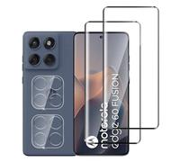 Jinshiweikai 4 Pezzi, 2 x Pellicola Vetro Temperato per Motorola Moto Edge 60 Fusion e 2 x Pellicola Vetro Protettiva Fotocamera Posteriore,3D Copertura Totale,Durezza 9H,Antigraffio,HD Chiaro