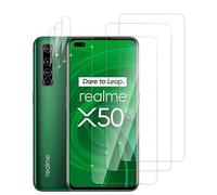Jinshiweikai 4 Pezzi, 2 x Pellicola Vetro Temperato per Realme X50 Pro 5G e 2 x Pellicola Vetro Protettiva Fotocamera Posteriore,3D Copertura Totale,Durezza 9H,Antigraffio,HD Chiaro