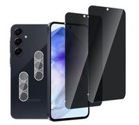 Jinshiweikai 4 Pezzi, 2 x Privacy Screen Protector for Samsung Galaxy A55 5G and 2 x Rear Camera Protective Glass Filmse,Privacy Angle of 28 Degrees ，Durezza 9H,Antigraffio
