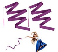 JINSIHU 2 Pezzi Nastri da Ballo, 4 m Nastro da Ginnastica Ritmica Nastri da Danza Dance Ribbons Ginnastica Ritmica Bacchetta Ginnastica Ritmica Bacchetta per Talentshow Allenamento Artistico di Danza
