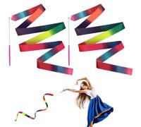 JINSIHU 2 Pezzi Nastri da Ballo, 4 m Nastro da Ginnastica Ritmica Nastri da Danza Dance Ribbons Ginnastica Ritmica Bacchetta Ginnastica Ritmica Bacchetta per Talentshow Allenamento Artistico di Danza