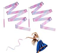 JINSIHU 2 Pezzi Nastri da Ballo, 4 m Nastro da Ginnastica Ritmica Nastri da Danza Dance Ribbons Ginnastica Ritmica Bacchetta Ginnastica Ritmica Bacchetta per Talentshow Allenamento Artistico di Danza