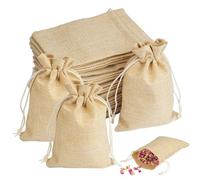 Jinsion 30 Pezzi Sacchetti Regalo di Iuta con Coulisse, 10x15cm Sacchetti di Luta Naturale, Sacchi Juta Lino per Gioielli, Riutilizzabile con Coulisse Iuta, Sacchetti per Regali Nozze, Festa, Natale