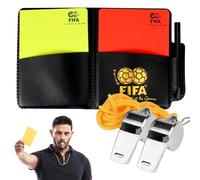Jinsion Kit arbitro di calcio, carte da arbitro di calcio rosse e gialle con fischietto in acciaio inossidabile, portafoglio, carte di avvertimento calcio, accessori per matite, per sport, partite di