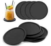 Jinsion Set di 10 sottobicchieri rotondi in silicone per esterni, antiscivolo, per caffè, bevande, 10 cm, in gomma resistente al calore, per birra, bicchieri da vino e bottiglie
