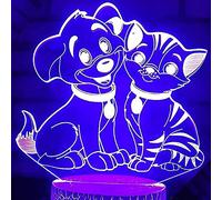 Jinson well 3D Gatto Cane Lampada LED Luce Ottica Illusione Luce Notturna 7 Colori Cambio Tavolo Decorazione Lampade Perfetto con Acrilico Flat ABS Base USB Giocattolo
