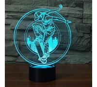 Jinson well 3D skateboard ragazzo led notte luce lampada luce notturna illusione ottica, 7 colori che cambiano touch switch tavolo decorazione lampade acrilico piatto ABS base giocattolo