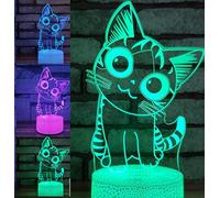 Jinson well Lampada 3D a LED a forma di gatto con illusione ottica, 7 colori che cambiano il colore touch switch da tavolo decorazione lampade acrilico piatto ABS cavo USB giocattolo creativo