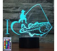 Jinson well Lampada da pesca 3D lampada da pesca a LED illusione luce notturna, 16 colori che cambiano colore tavolo tavolo decorazione lampade acrilico ABS base cavo USB giocattolo