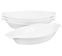 jinsongdafa Pirofila ovale in porcellana con manici, set di stoviglie da forno in ceramica bianca francese con coperchio, adatta al forno e al frigorifero (21 x 11,6 x 3,4 cm)