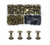 JINTANG 90 set di viti Chicago,M5×6mm Rivetti a Vite,kit di viti Chicago Phillips,rivetto in metallo Chicago Button,per cintura in pelle fai da te Craft cintura decorazione rilegatura(Bronzo)
