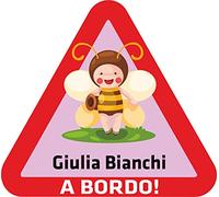 JINTORA - Adesivi Auto Bambino a Bordo con Nome - Bebè a Bordo Personalizzato Scimmia - 17x15 cm - Adesivi per Auto Autoadesivi - Sticker Lunotto Posteriore - Nome Bimbo Auto - Sicurezza Stradale