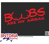 JINTORA Adesivo per auto - Le tette sono il mio Airbag - 210x90 mm - JDM - Die cut - Auto - finestra - laptop - Tuning - rosso