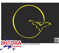 JINTORA Adesivo per auto - Luna con pipistrello - 115x99 mm - JDM - Die cut - Auto - finestra - laptop - Tuning - giallo