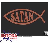 JINTORA Adesivo per auto - Pesce satan - 210x78 mm - JDM - Die cut - Auto - finestra - laptop - Tuning - marrPesce satane