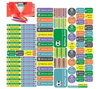Jintora - Etichette adesive personalizzate 163 pezzi - calcio - 83 etichette termoadesive + 80 adesivi colorati - perfette per scuola, asilo, vestiti, libri, penne, astucci e righelli