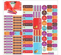 Jintora - Etichette adesive personalizzate 163 pezzi - leone - 83 etichette da stiro + 80 adesivi colorati - etichette personalizzate per scuola, oggetti, penne, vestiti, astucci, asilo