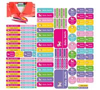 Jintora - Etichette adesive personalizzate 163 pezzi - unicorno - 83 etichette da stiro + 80 adesivi personalizzati - mix per scuola, asilo, casa, vestiti, materiali e superfici lisce