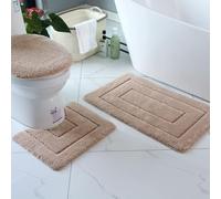 JinweiS 1 set di tre pezzi in stile europeo, set da tre pezzi per WC, per pulire e riutilizzare, tappetino da bagno assorbente per doccia (color crema1)