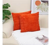 JinweiS 2 federe semplici in tinta unita con grani di grano, classiche e senza tempo, una semplice federa in tinta unita che si abbina a qualsiasi letto 50 x 50 cm (color angerine