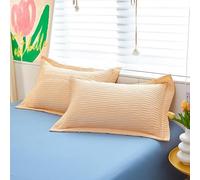 JinweiS 3 federe in cotone lavato Seersucker con bordo largo Inizia la tua notte da sogno con questa comoda federa traspirante 48 x 74 cm (giallo chiaro