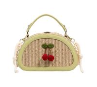 JinweiS Borsa a tracolla da donna in paglia di grande capacità, per vacanze estive al mare, design chic con tessitura 21 x 6 x 13 cm, verde