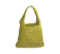 JinweiS Borsa a tracolla da donna in paglia di grande capacità, per vacanze estive al mare, design chic tessitura 20 x 6 x 19 cm, giallo