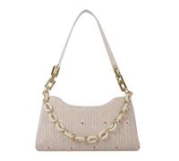 JinweiS Borsa a tracolla da donna in paglia di grande capacità, per vacanze estive al mare, design chic con tessitura 26 x 6,5 x 15 cm (kaki)