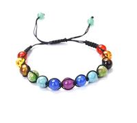 JinweiS Braccialetto di perline fatto a mano, adatto per uomini e donne, 13 pezzi di pietra naturale da 8 mm sette perline di pietra colorata braccialetto intrecciato a mano (uno stile, colorato)
