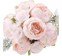 JinweiS Fiori finti vintage, peonie artificiali, fiori di seta, decorazione per la casa o per matrimoni, confezione da 1 (pesca)