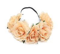 JinweiS Ghirlanda per capelli con rose e fiori, per matrimoni, festival, matrimonio, copricapo (champagne A)