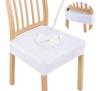 JinweiS Set di 2 coprisedili impermeabili per sedie da pranzo elasticizzati jacquard sfoderabili lavabili coprisedia senza coprisedili, colore: bianco