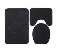 JinweiS Tappeto da bagno in tre pezzi, extra morbido e assorbente, antiscivolo, in peluche, a pelo lungo, lavabile in lavatrice, asciugabile in lavatrice, le nuvole sono scure