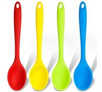 JINWEORI 4 Piccoli Cucchiai di Silicone Multicolore Cucchiaio da Cucina Antiaderente Cucchiai da Servizio in Silicone Cucchiaio da Mescolare per Strumenti di Cucina (Rosso Scuro, Verde, Giallo, Blu)