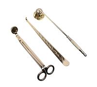 JINWPXSR 3 Pezzi Taglia stoppino for la Cura della casa, Set di Utensili for Candele Moderne, Vassoio antiruggine, spegnitoio in Acciaio Inossidabile, Accessori Portatili(Gold)