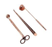 JINWPXSR 3 Pezzi Taglia stoppino for la Cura della casa, Set di Utensili for Candele Moderne, Vassoio antiruggine, spegnitoio in Acciaio Inossidabile, Accessori Portatili(Rose Gold)
