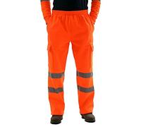 Jinx Pantaloni da lavoro, con protezione di avvertimento, giallo, catarifrangenti, catarifrangenti, pantaloni funzionali, da lavoro, da uomo, per attività all'aria aperta, Colore: arancione., XXXL