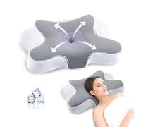 JINXIA Cuscini Cervicali per Dormire, Cuscino Ortopedico Ergonomico per il Supporto del Collo, Cuscino in Memory Foam per Chi Dorme di Lato, Sulla Schiena o a Pancia in Giù, Grigio/Bianco