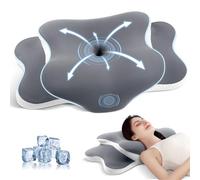 JINXIA Cuscino Cervicale, Cuscino Ergonomico, Cuscino Ortopedico per Chi Dorme su un Fianco, Sulla Schiena e a Pancia in Giù con Federa Rimovibile, Grigio