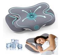 JINXIA Cuscino In Memory Foam per Tutti i Dormienti, Cuscino Cervicale Ergonomico per Alleviare il Dolore al Collo e alle Spalle, Cuscino Ortopedico con Federa Rimovibile, Grigio