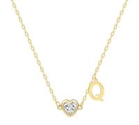 Jinxiuge Collana con ciondolo a forma di cuore in oro placcato in oro 14 carati, con iniziale a forma di cuore, per donne e adolescenti, con lettere dalla A alla Z, regalo di compleanno, piccole