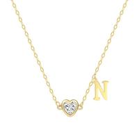 Jinxiuge Collana con ciondolo a forma di cuore in oro placcato in oro 14 carati, con iniziale a forma di cuore, per donne e adolescenti, con lettere dalla A alla Z, regalo di compleanno, piccole