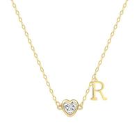 Jinxiuge Collana con ciondolo a forma di cuore in oro placcato in oro 14 carati, con iniziale a forma di cuore, per donne e adolescenti, con lettere dalla A alla Z, regalo di compleanno, piccole