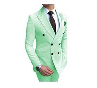 JinXuanYa Abito da Sposo UomoMenta Verde Formale 2 Pezzi Doppio Petto Giacca Smoking Slim Fit Groomsmen Business Vintage Risvolti A Punta (Giacca + Pantaloni)-56