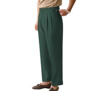 JinXuanYa Pantaloni estivi da uomo dritti casual con bottone Parigi, vestibilità a pieghe pantaloni a vita alta stile Napoli, Verde caccia., W36 / L32